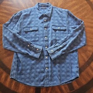 Lucky Brand Blue Square Patterned Button-Down Shirt Men's Size XL